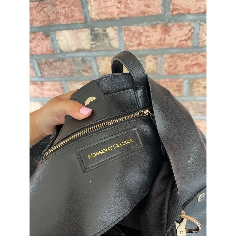 Monserat De Lucca Women's Leather Shoulder Bag Black